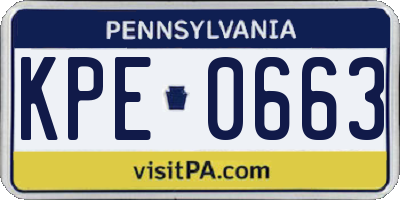 PA license plate KPE0663