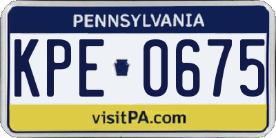PA license plate KPE0675