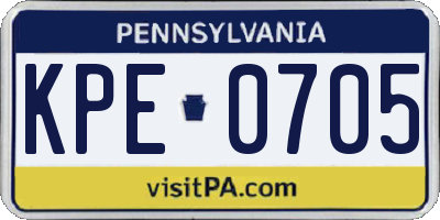 PA license plate KPE0705