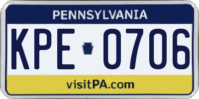 PA license plate KPE0706