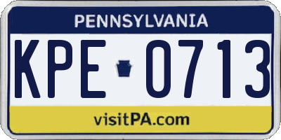PA license plate KPE0713