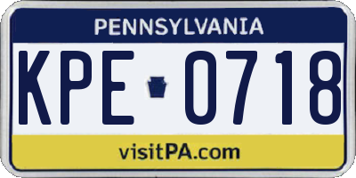 PA license plate KPE0718