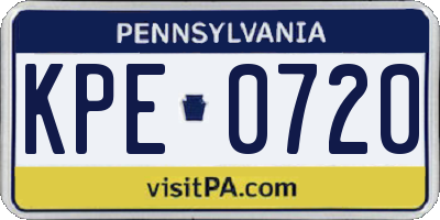 PA license plate KPE0720
