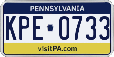PA license plate KPE0733