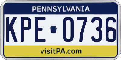 PA license plate KPE0736