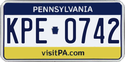 PA license plate KPE0742