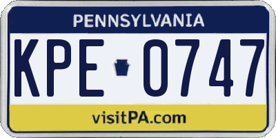 PA license plate KPE0747