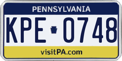 PA license plate KPE0748