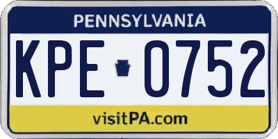 PA license plate KPE0752