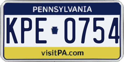 PA license plate KPE0754
