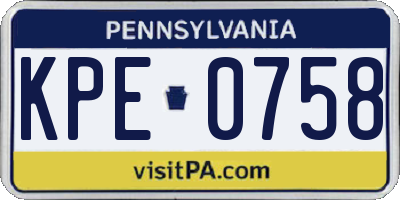 PA license plate KPE0758