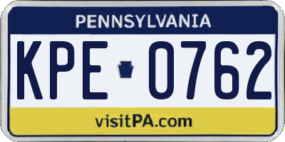 PA license plate KPE0762