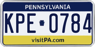 PA license plate KPE0784
