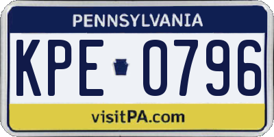 PA license plate KPE0796
