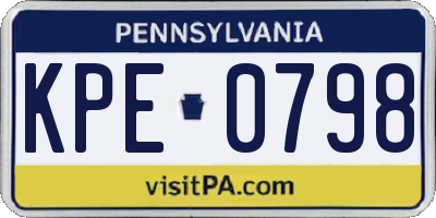 PA license plate KPE0798