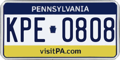 PA license plate KPE0808