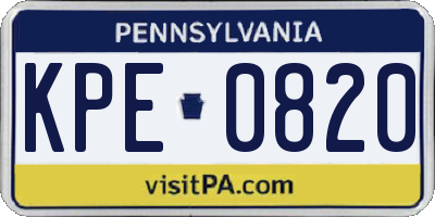 PA license plate KPE0820