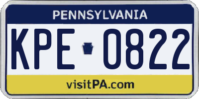 PA license plate KPE0822