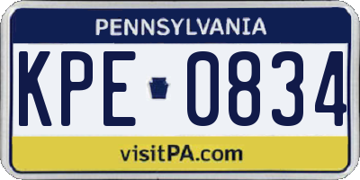 PA license plate KPE0834