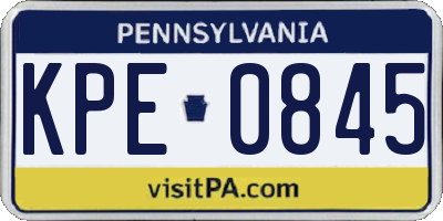 PA license plate KPE0845