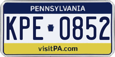 PA license plate KPE0852