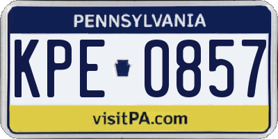 PA license plate KPE0857