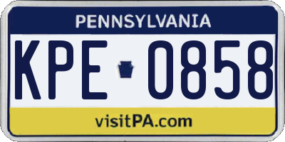 PA license plate KPE0858