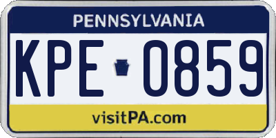 PA license plate KPE0859