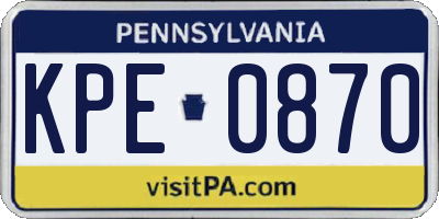 PA license plate KPE0870