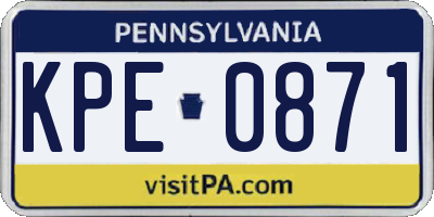 PA license plate KPE0871