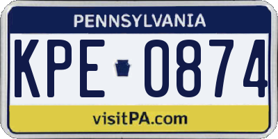 PA license plate KPE0874