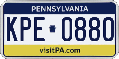 PA license plate KPE0880