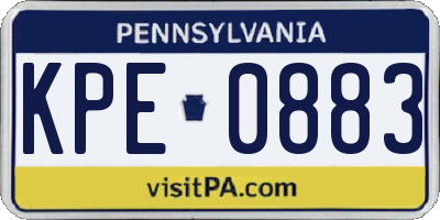 PA license plate KPE0883