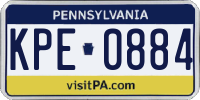 PA license plate KPE0884