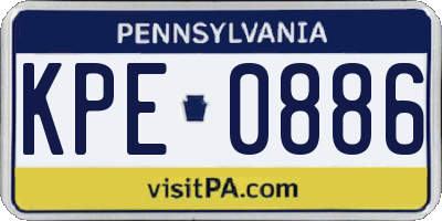 PA license plate KPE0886