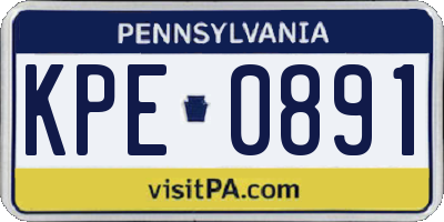PA license plate KPE0891
