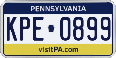 PA license plate KPE0899