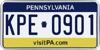PA license plate KPE0901