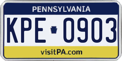 PA license plate KPE0903