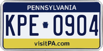 PA license plate KPE0904