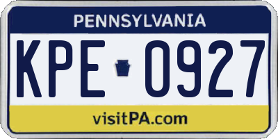 PA license plate KPE0927
