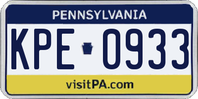 PA license plate KPE0933