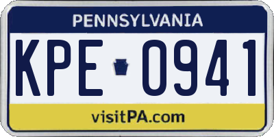 PA license plate KPE0941