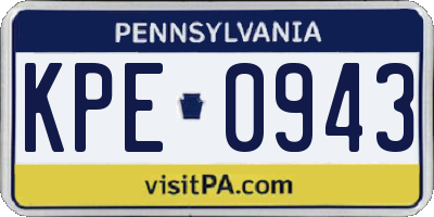 PA license plate KPE0943