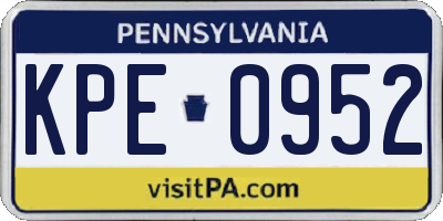 PA license plate KPE0952