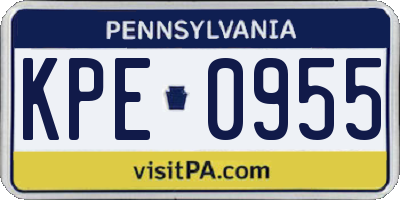 PA license plate KPE0955