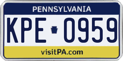 PA license plate KPE0959