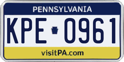 PA license plate KPE0961