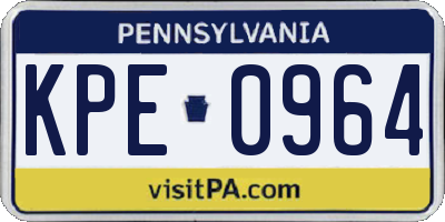 PA license plate KPE0964