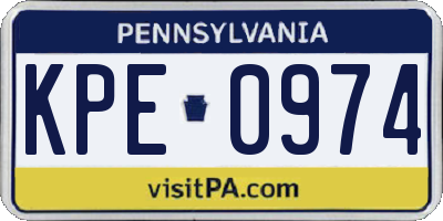 PA license plate KPE0974